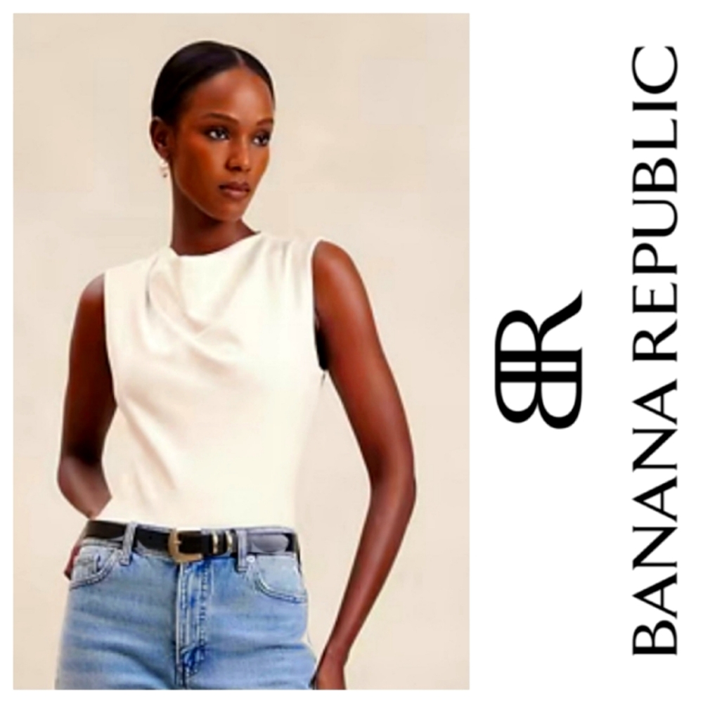 BANANA REPUBLIC scuba cowl  SNOW DAY color rare sold out easy care blouse shirt